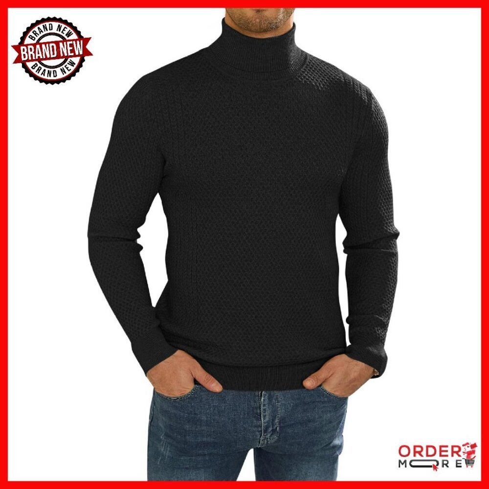 Men's Slim Fit Turtleneck Sweater Long Sleeve Knitted Pullover